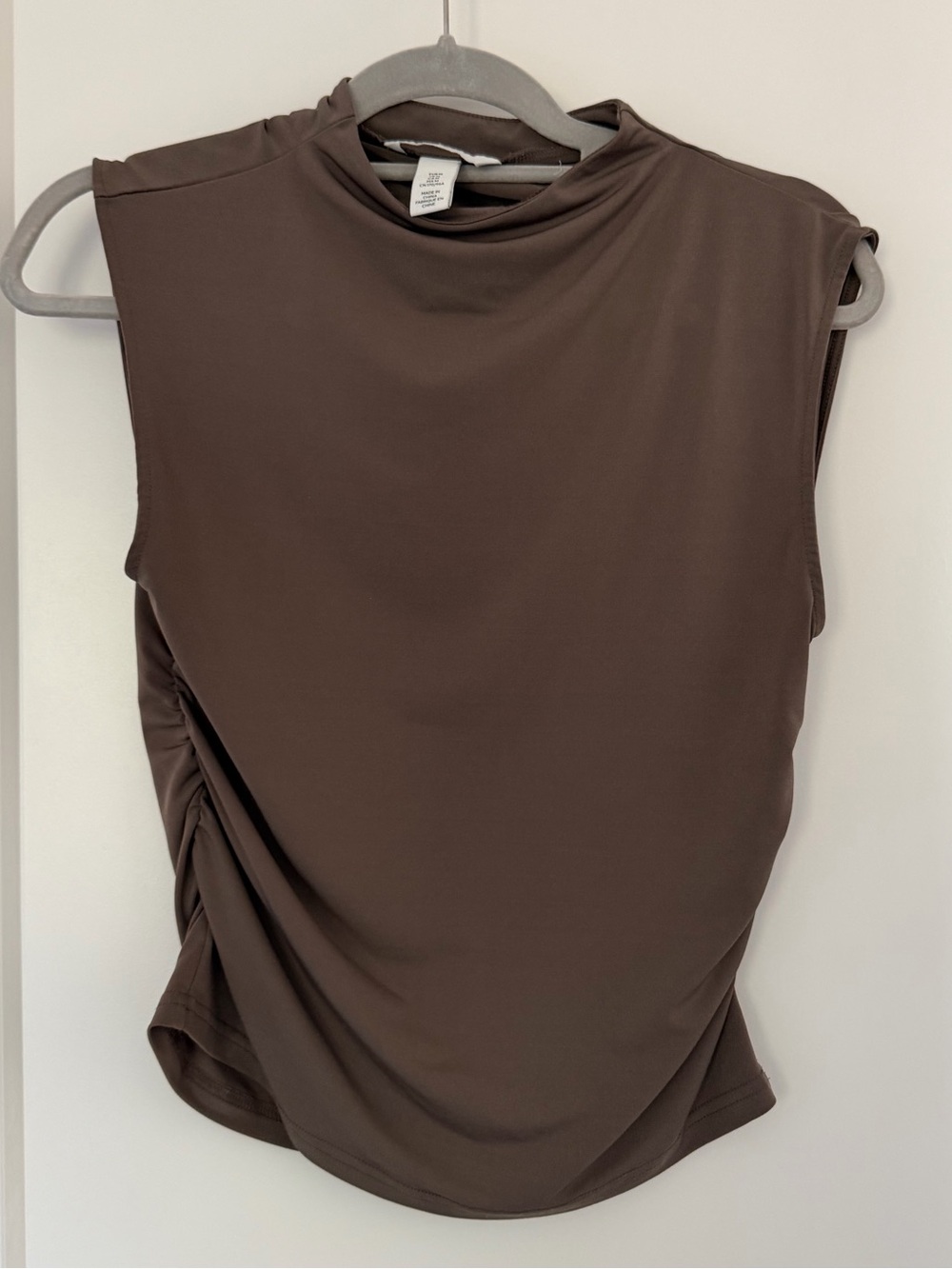 H&M Sleeveless Mock Neck Tank in Brown
